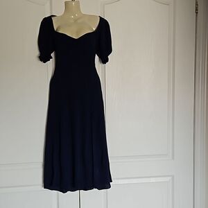 Wilfred Women's Sweetheart Neckline Midi Dress With Front Slit 00 Navy Blue